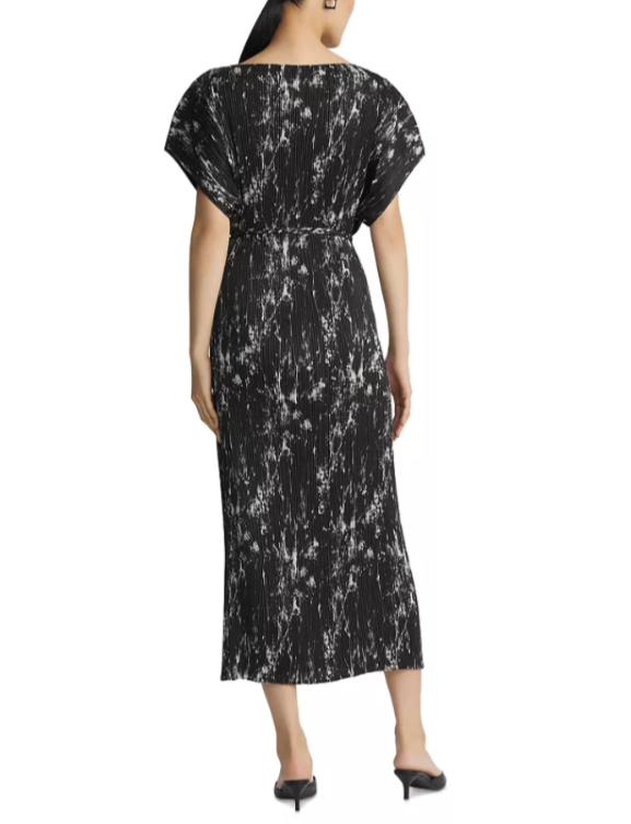 Lafayette 148 New York Plisse Belted Midi Dress MSRP $998