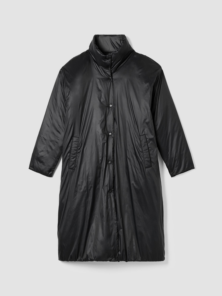 Eileen Fisher Eggshell Recycled Nylon Long Coat MSRP $428