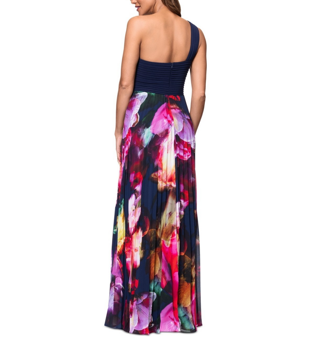 Xscape Petite Printed One-Shoulder Gown MSRP $279