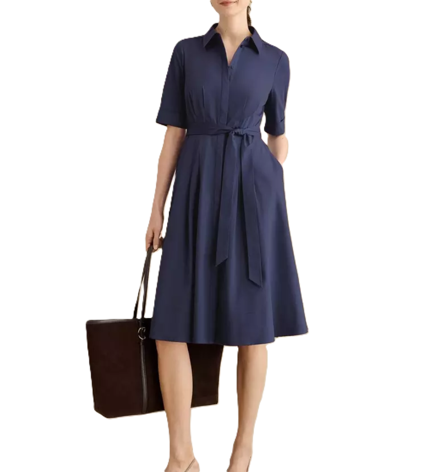 HOBBS LONDON Petites Brigitta Concealed Button Shirt Dress MSRP $335