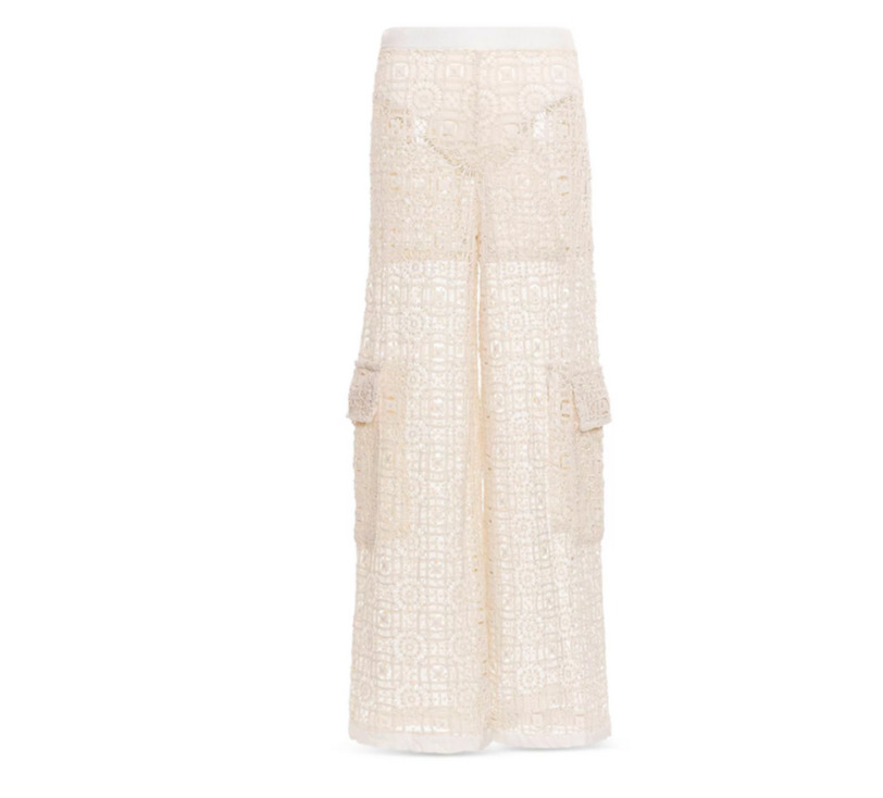 Agua Bendita Maca Jardim Crochet Cargo Cover Up Pants MSRP $250