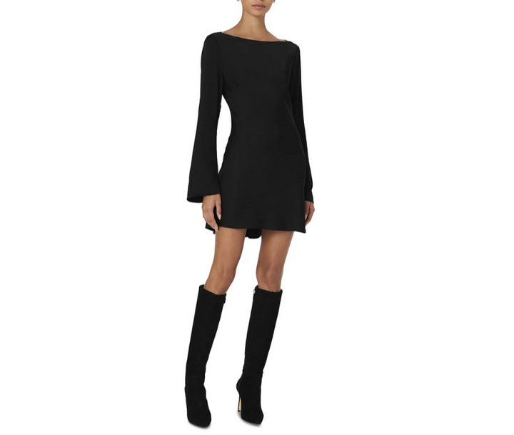 FRENCH CONNECTION Ennis Satin Bell Sleeve Mini Dress MSRP $148