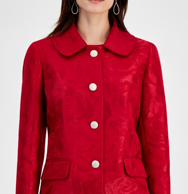 Kasper Women's Jacquard Peter-Pan-Collar Coat MSRP $159