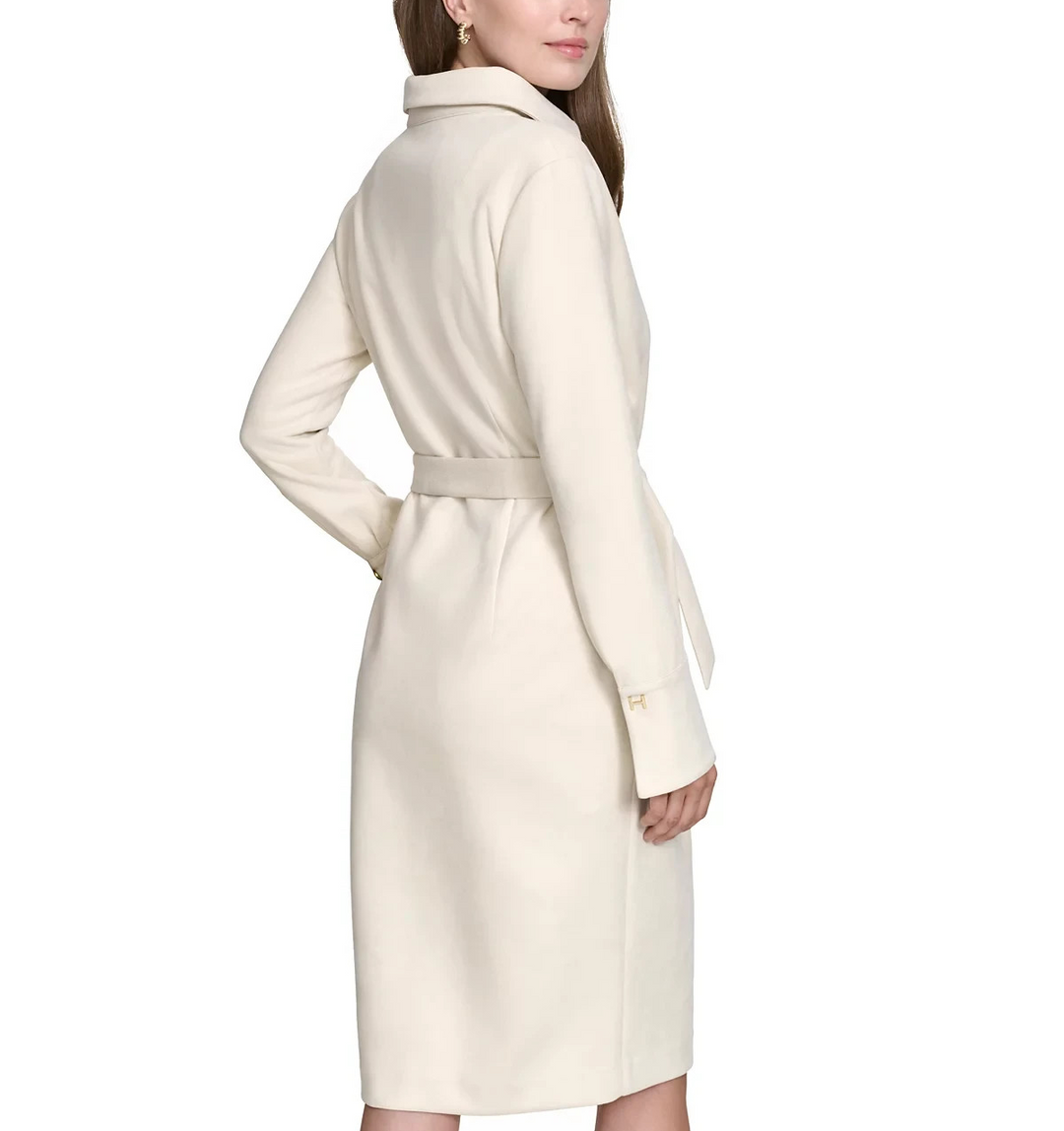 Halston Faux-Suede Belted Long-Sleeve Shirtdress MSRP $129