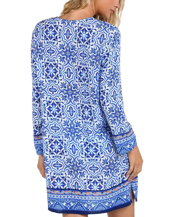 La Blanca Lace-Neck Tunic Cover-Up MSRP $113