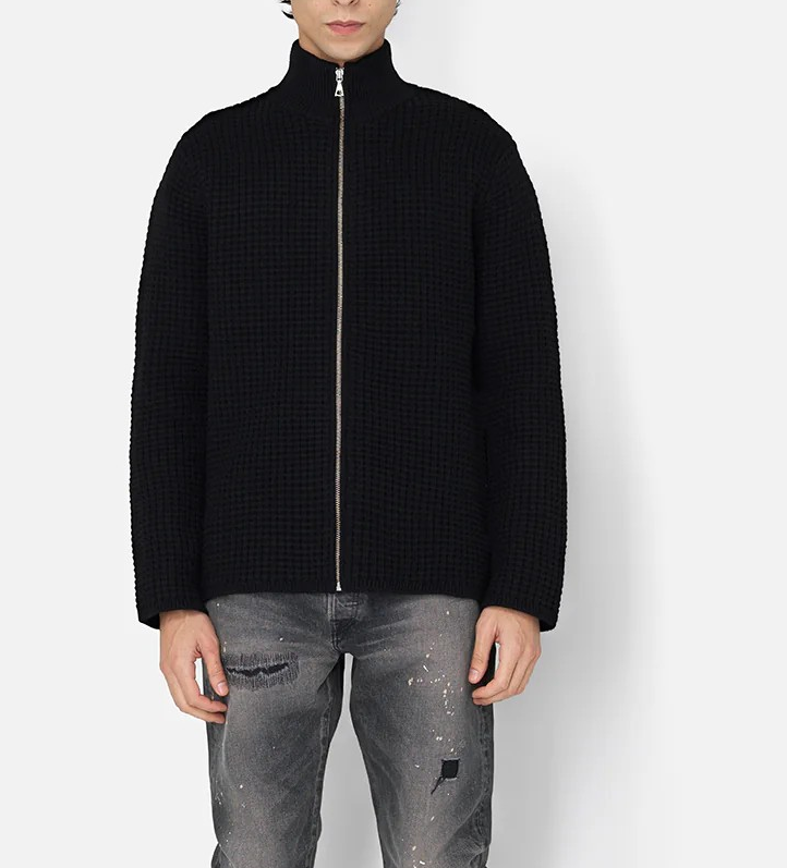 John Elliott Wool Waffle Knit Full-Zip MSRP $498