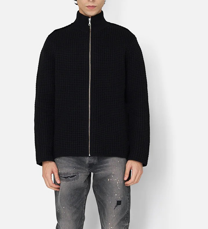 John Elliott Wool Waffle Knit Full-Zip MSRP $498