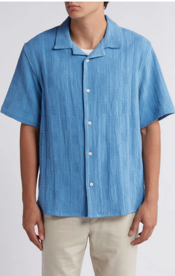 Wax London Didcot Patchwork Cotton Camp Shirt MSRP $145