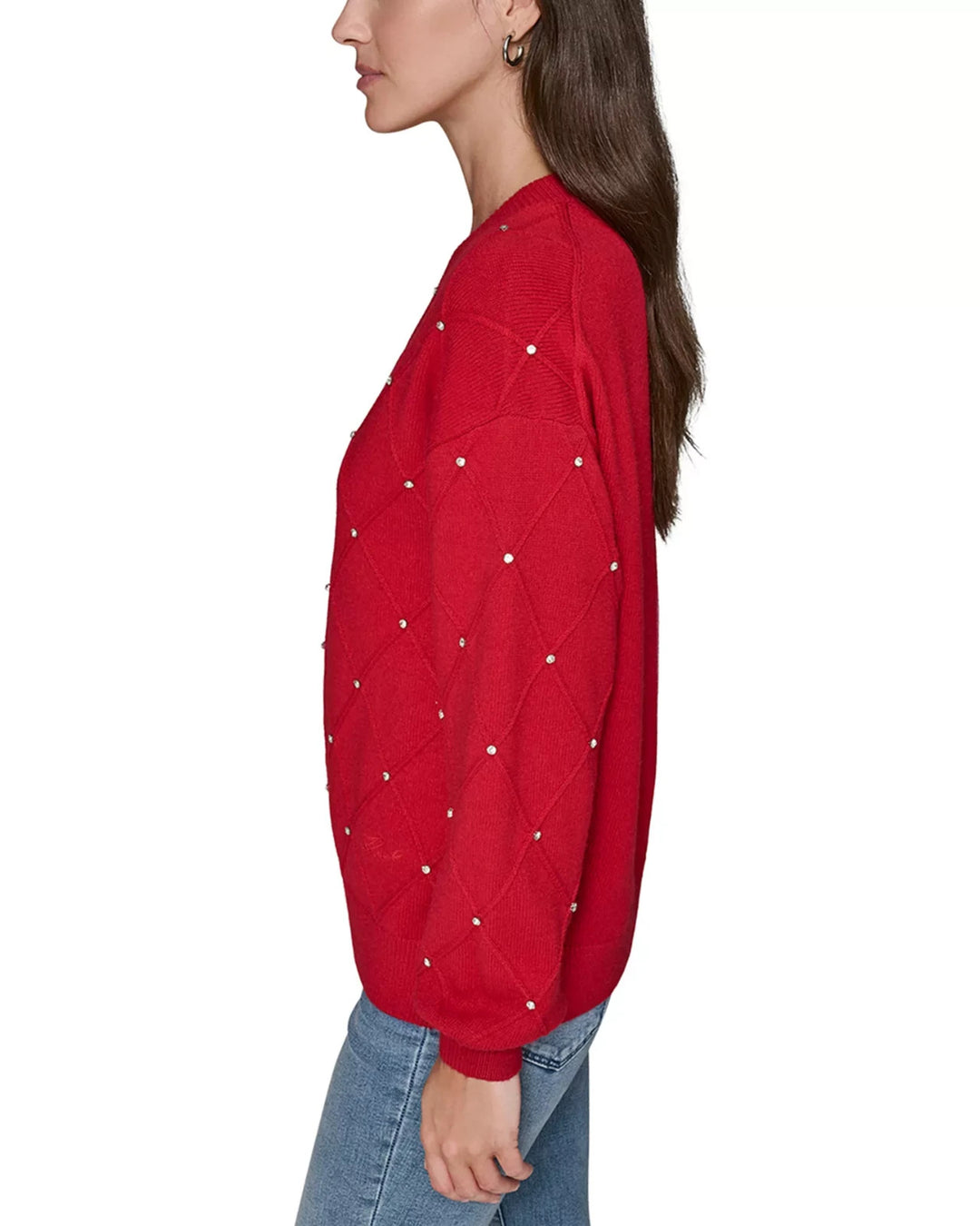 KARL LAGERFELD PARIS Embellished V-Neck Sweater MSRP $119