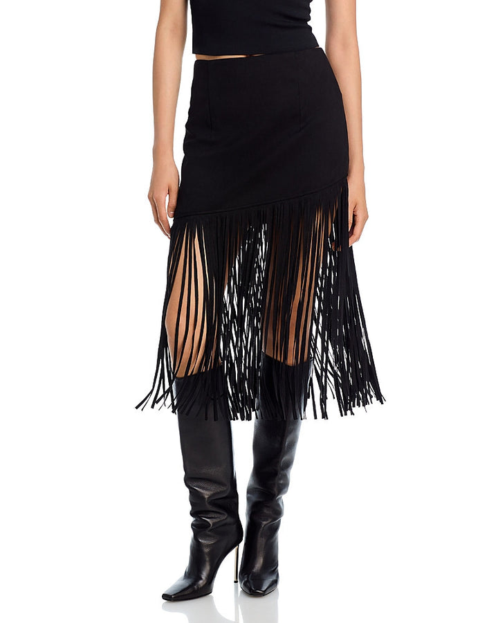 BAGATELLE.NYC Faux Suede Fringe Midi Skirt MSRP $89