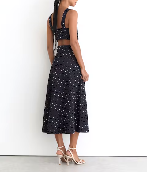 Reiss Orielle Polka Dot-Print Belted Midi Dress MSRP $398