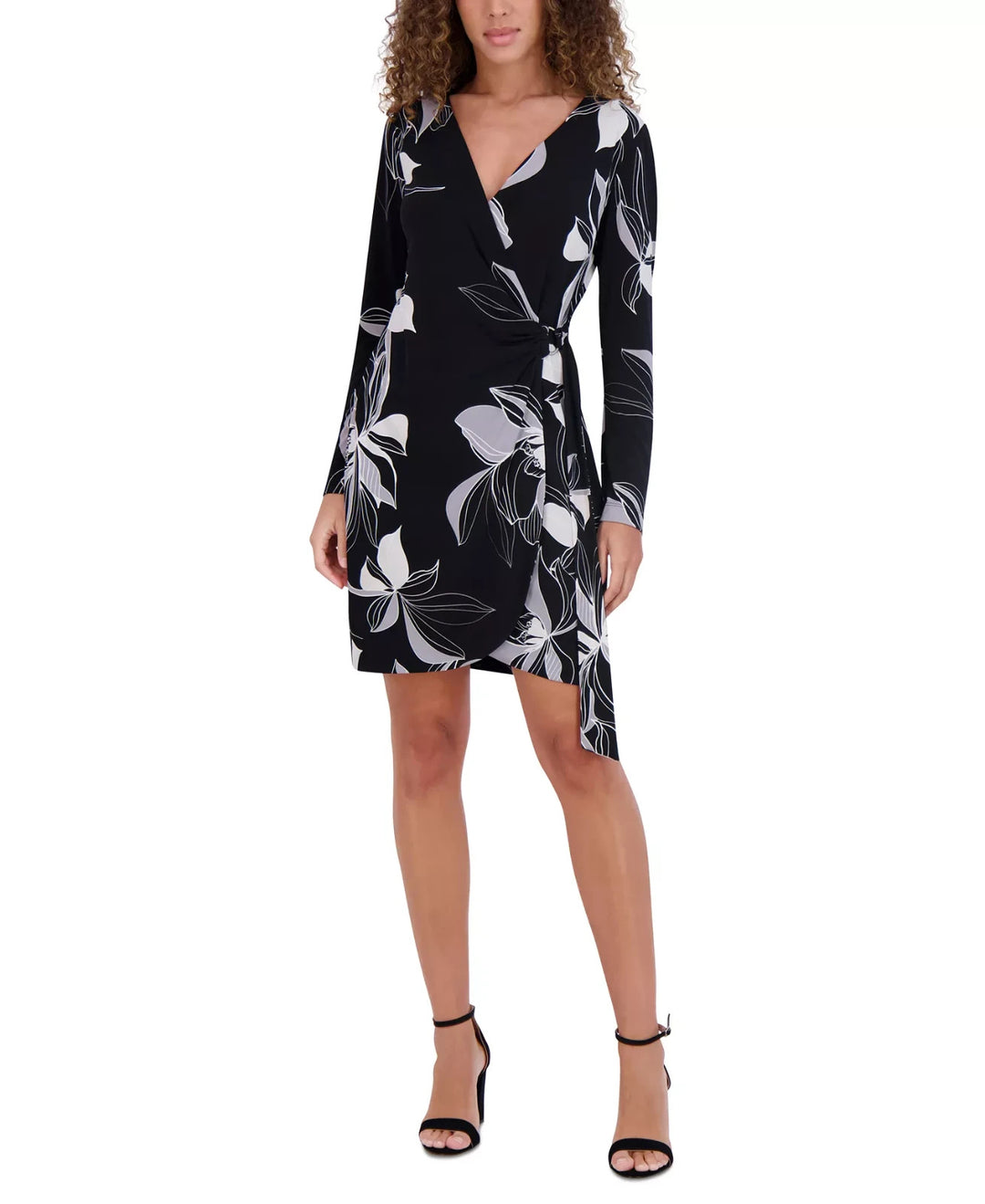 Kensie Women's Printed Faux-Wrap Sheath Dress MSRP $118