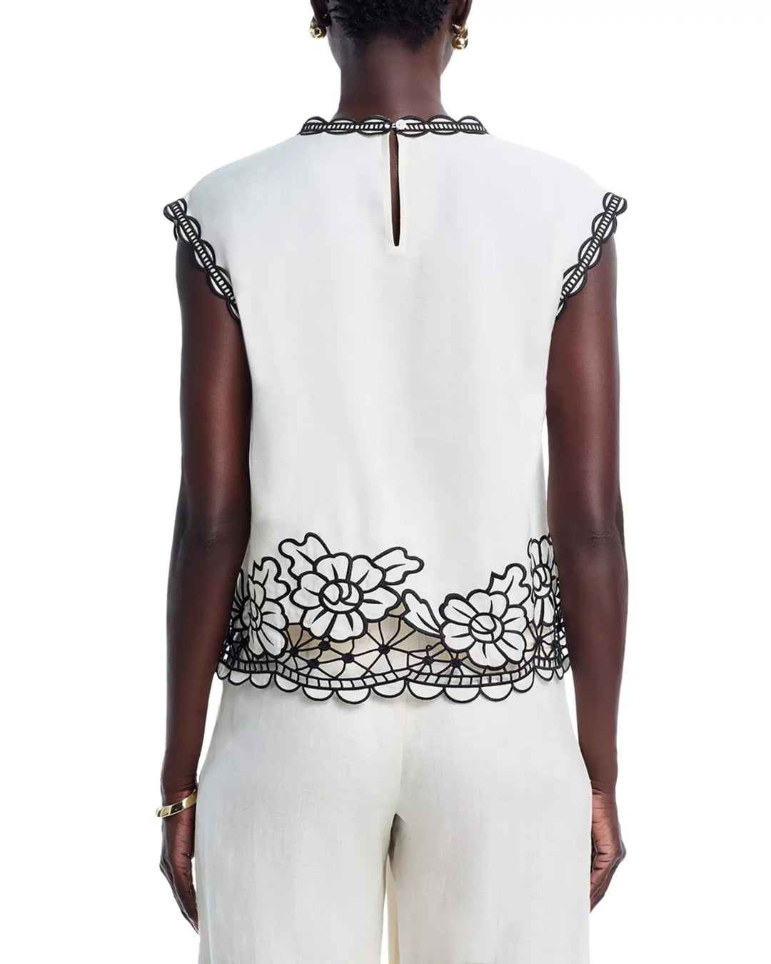 Elie Tahari The Poppy Embroidered Top MSRP $295.00