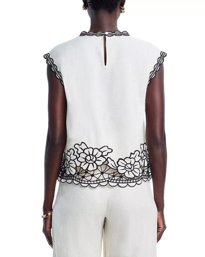 Elie Tahari The Poppy Embroidered Top MSRP $295.00