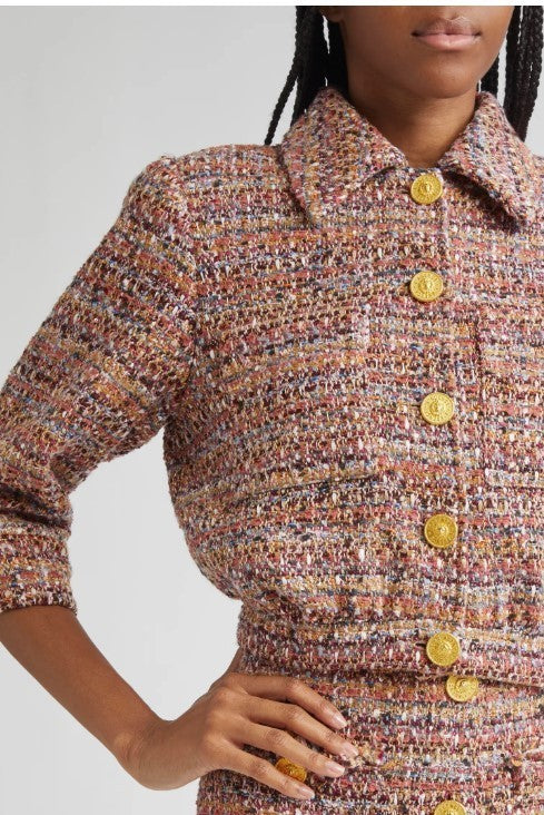 L'Agence Jia Tweed Crop Jacket MSRP $650