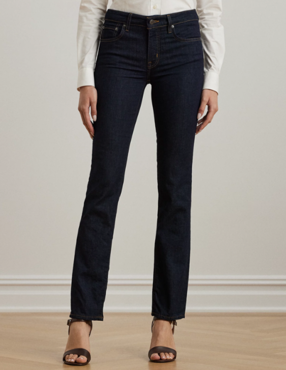 LAUREN Ralph Lauren Super Stretch Premier Mid-Rise Straight Jeans MSRP $115