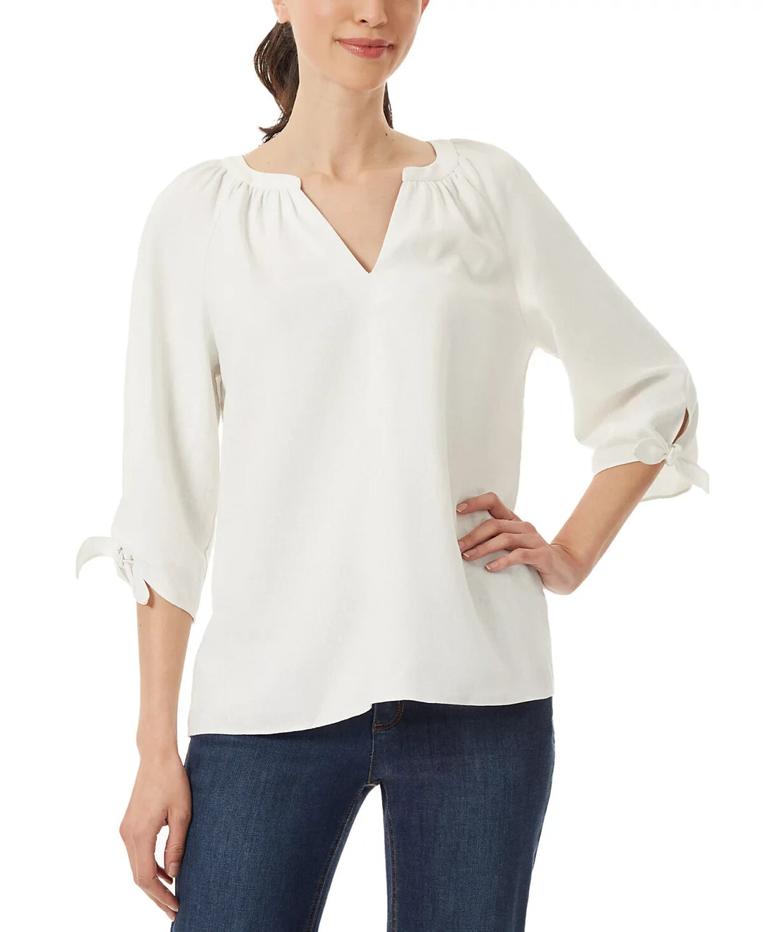 Jones New York 3/4-Sleeve Split-Neck Top MSRP $69