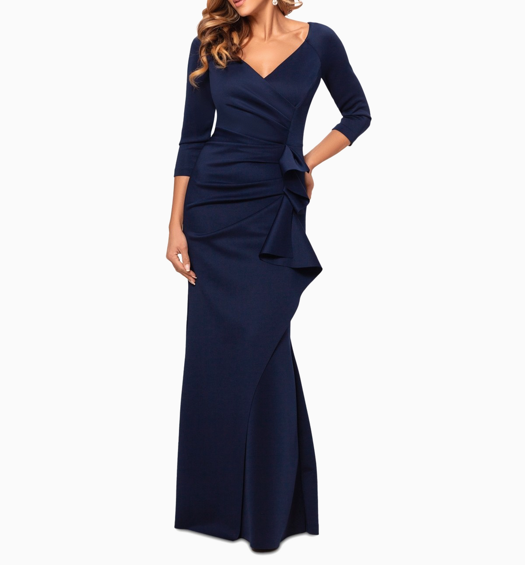 XSCAPE Pleated Ruffled Gown MSRP $269