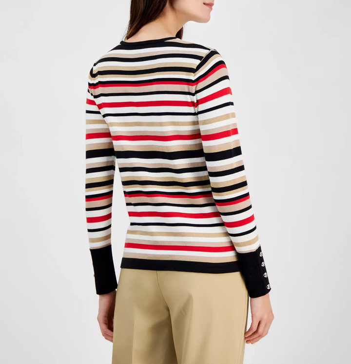 Anne Klein Women's Boat-Neck Striped Sweater MSRP $99