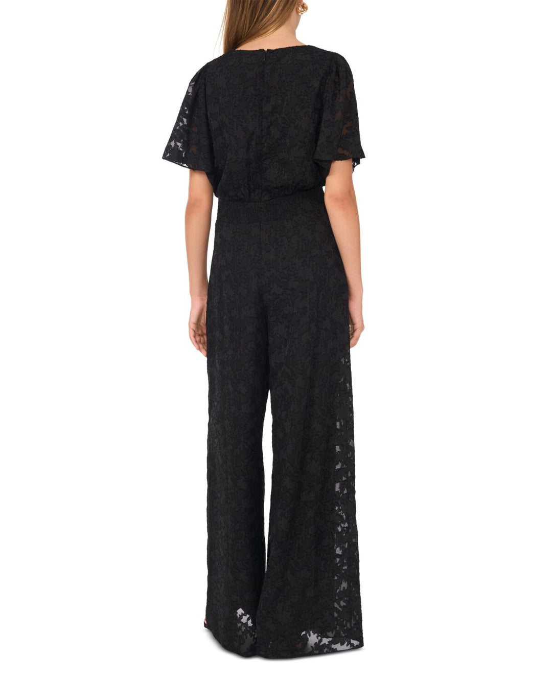 Vince Camuto Jacquard Smocked-Waist Jumpsuit MSRP $99