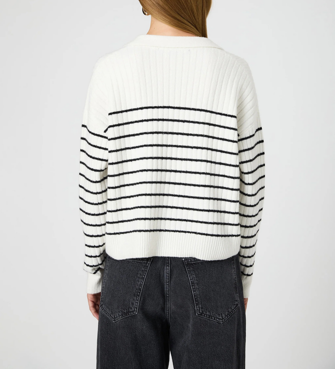 French Connection Vhari Collar Longsleeve Stripe Sweater MSRP $138