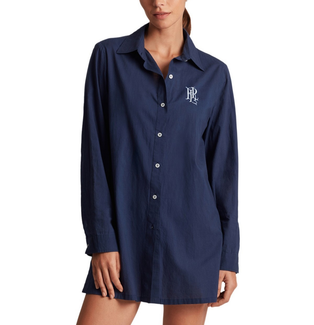 Lauren Ralph Lauren Logo Embroidered Shirt Swim Cover-Up MSRP $130