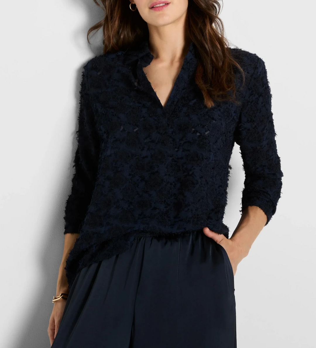 NIC+ZOE Any Occasion Clipped Jacquard Top MSRP $188