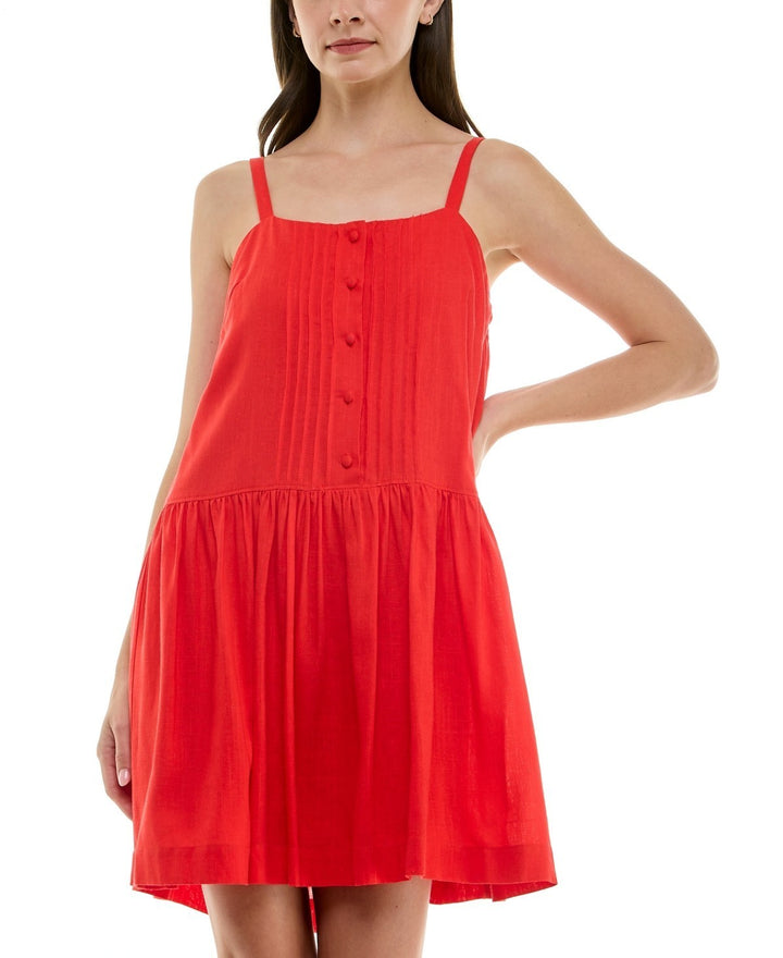 Taylor Petite Pintuck Square-Neck Mini Dress MSRP $128