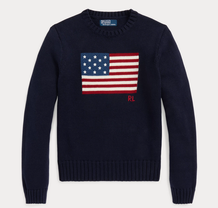POLO Ralph Lauren Flag Cotton Crewneck Sweater MSRP $398