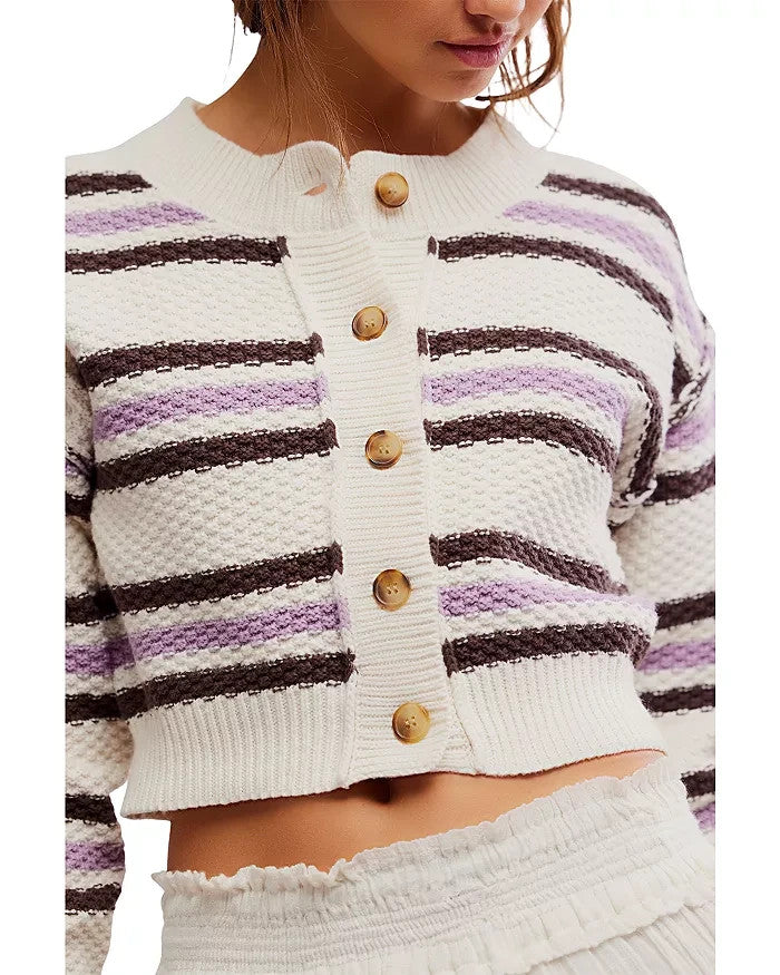Free People Lila Striped Cardigan MSRP $108