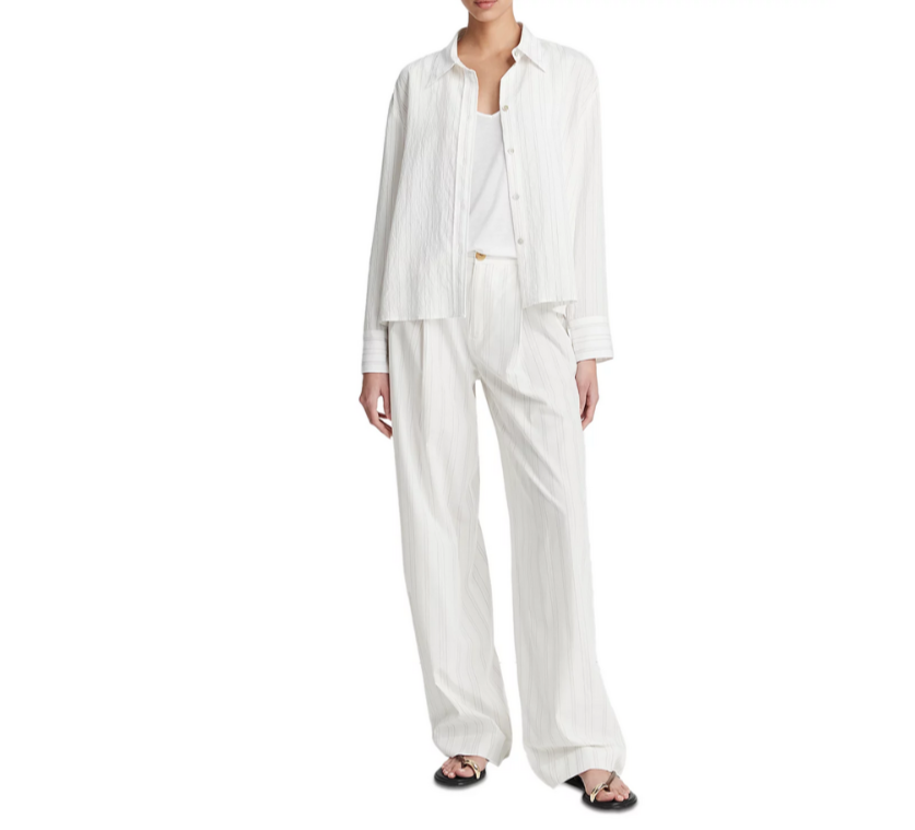 Vince Striped Button Front Shirt MSRP $325
