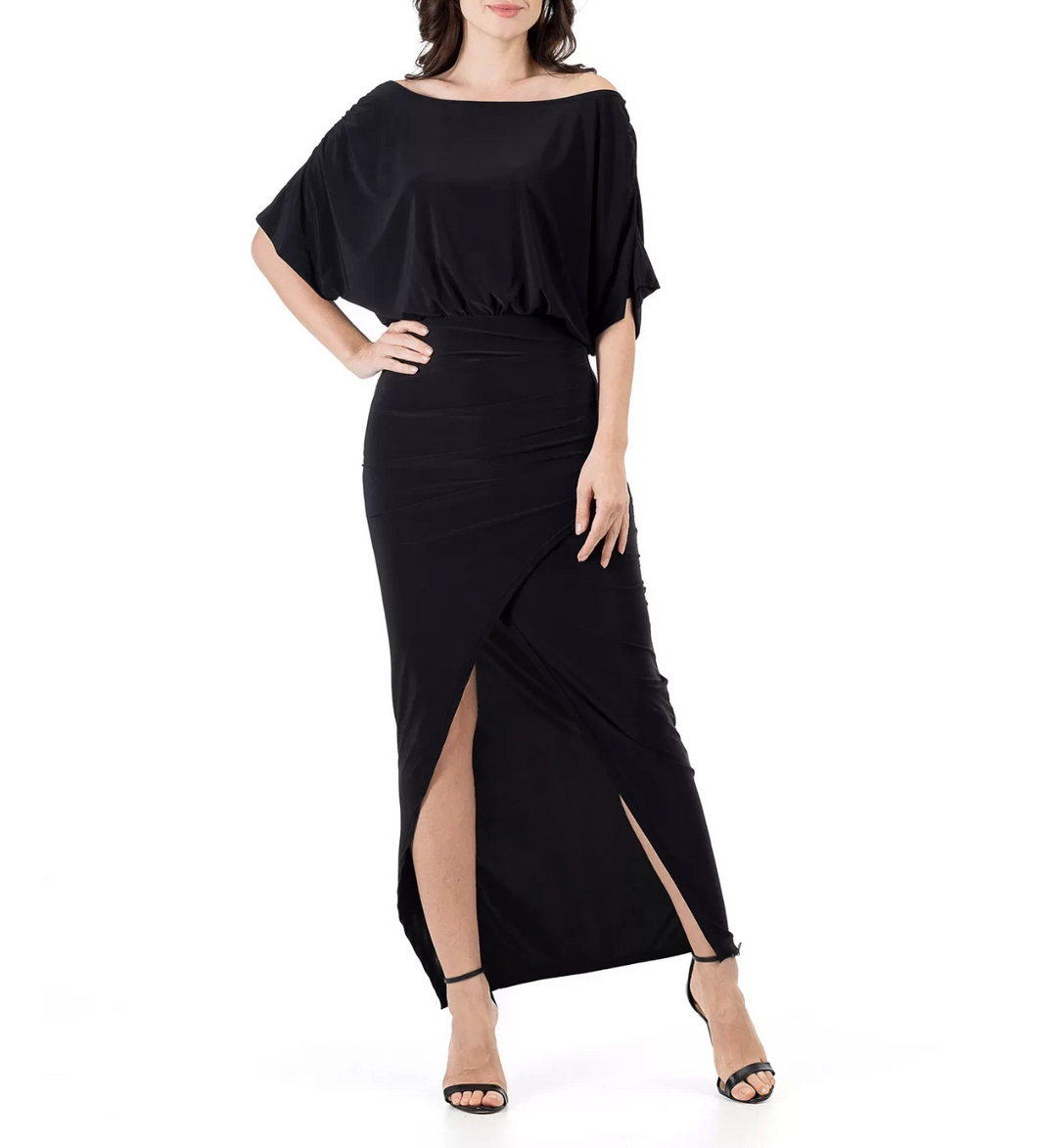 24seven Boat Neck Batwing Sleeve Slit Maxi Dress MSRP $96