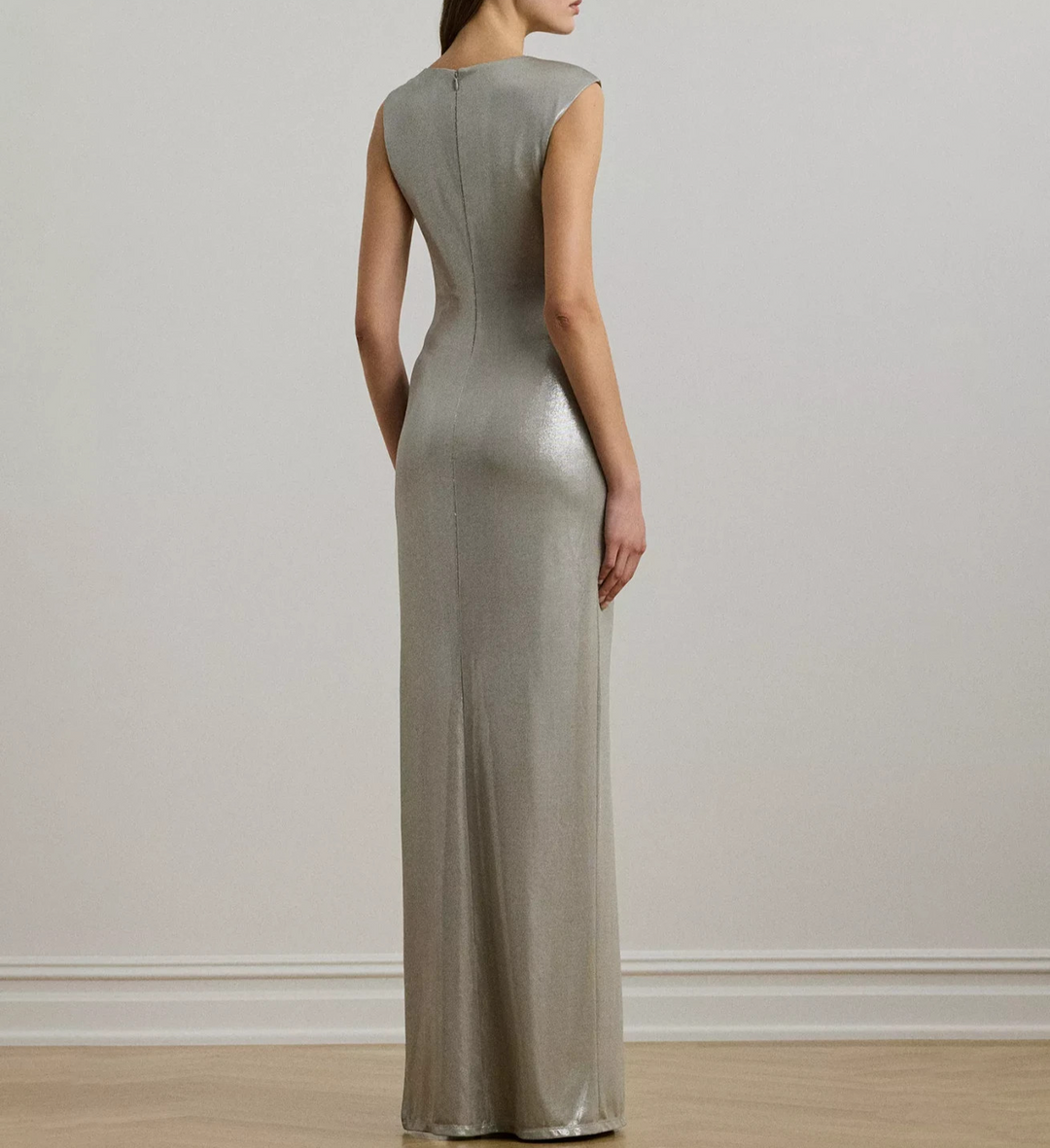 Lauren Ralph Lauren Metallic Jersey Column Gown MSRP $265