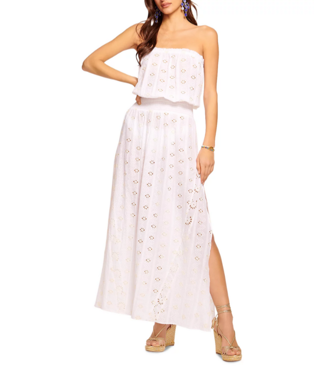 Ramy Brook Cynthia Eyelet Swim Cover-Up Maxi Dress MSRP $345