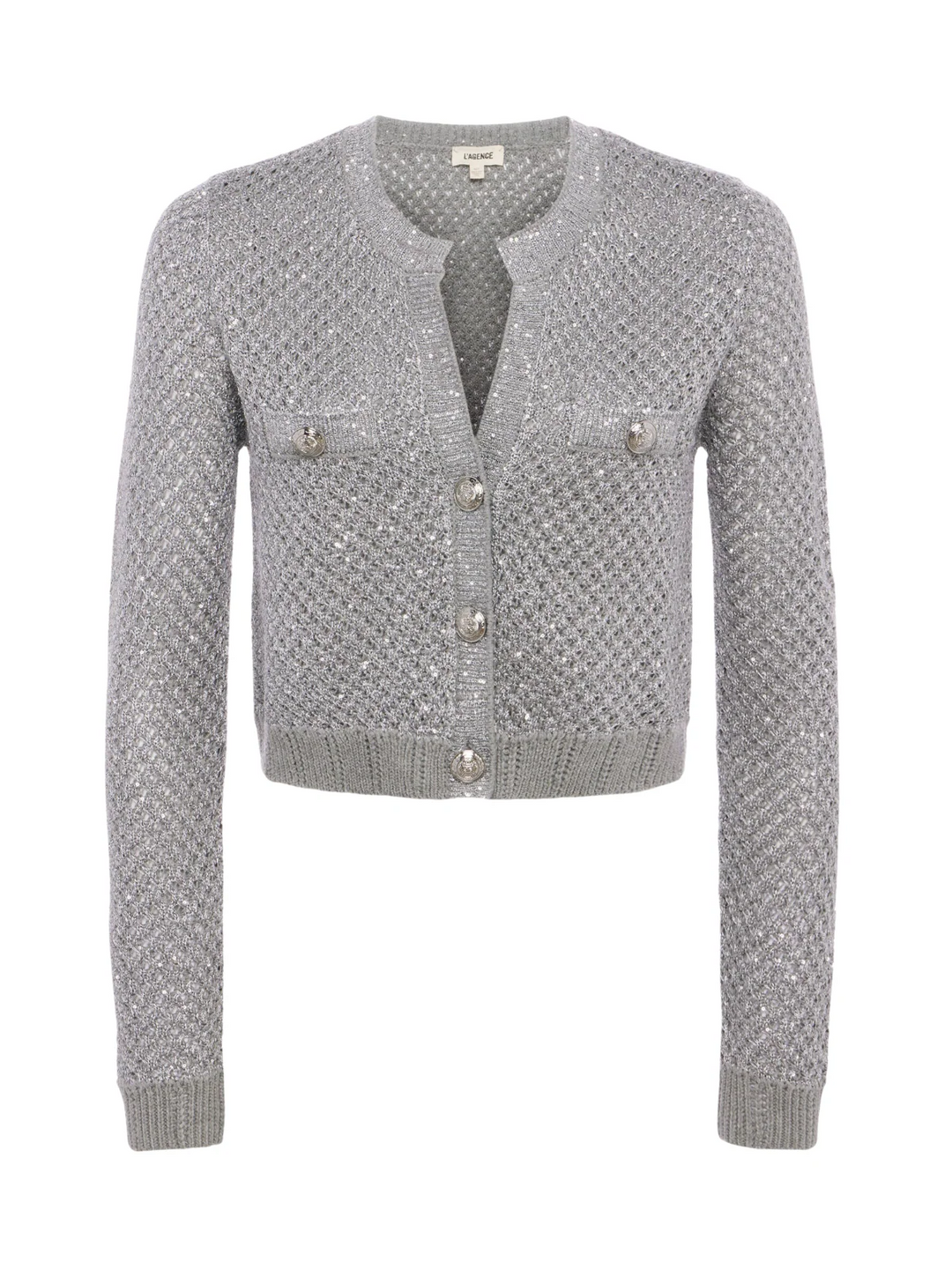 L'AGENCE Blanca Sequin Crop Cardigan MSRP $425