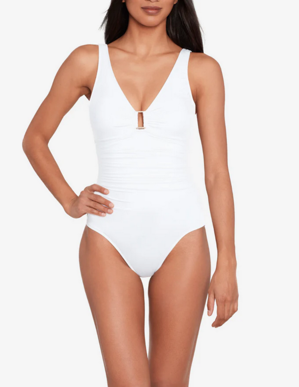 Lauren Ralph Lauren Ring Over The Shoulder One Piece Swimsuit MSRP $145
