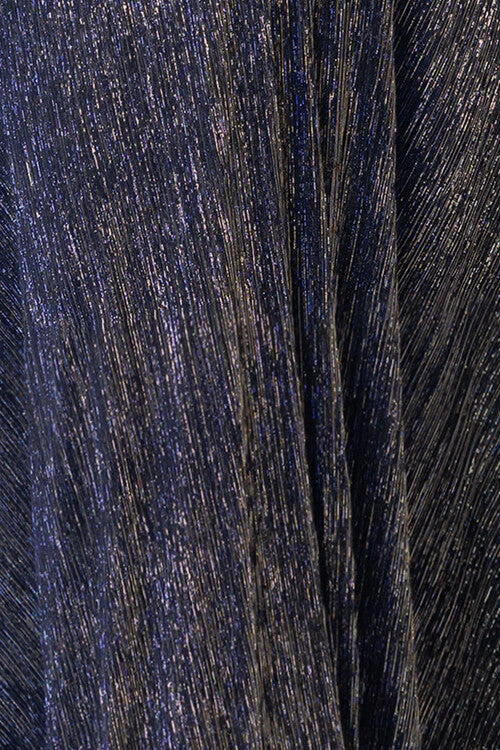 Betsy Adam "Clarise" Long Sleeve Galaxy Pleated Foil Gown MSRP $310 Size 14