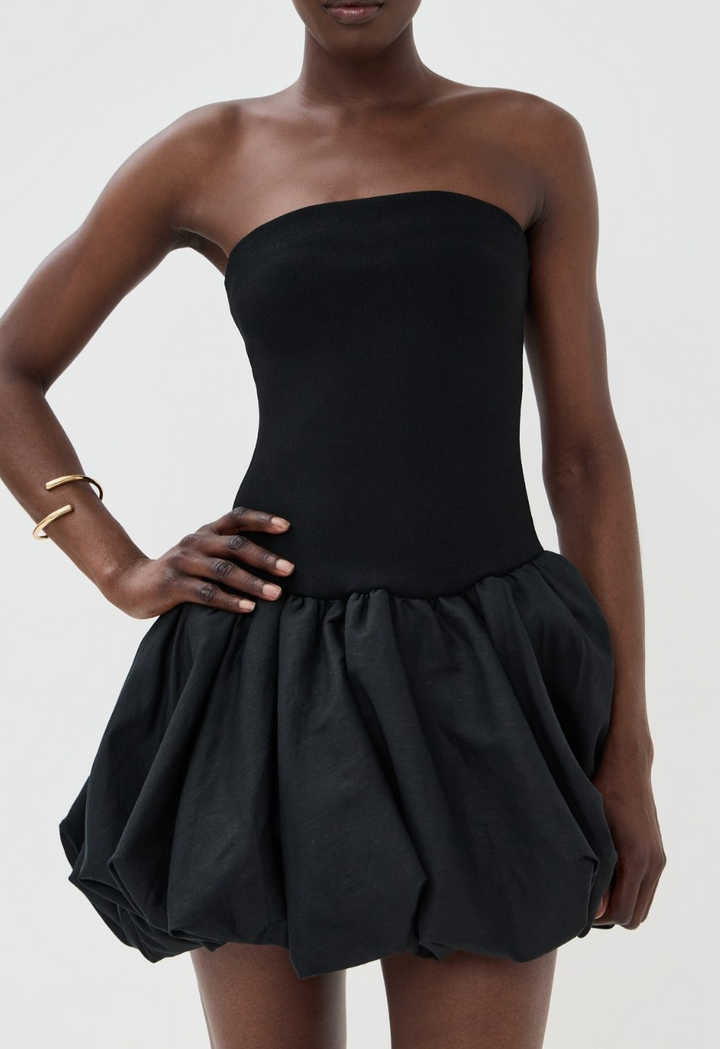 SIMKHAI Pollie Bubble Mini Dress Black MSRP $545