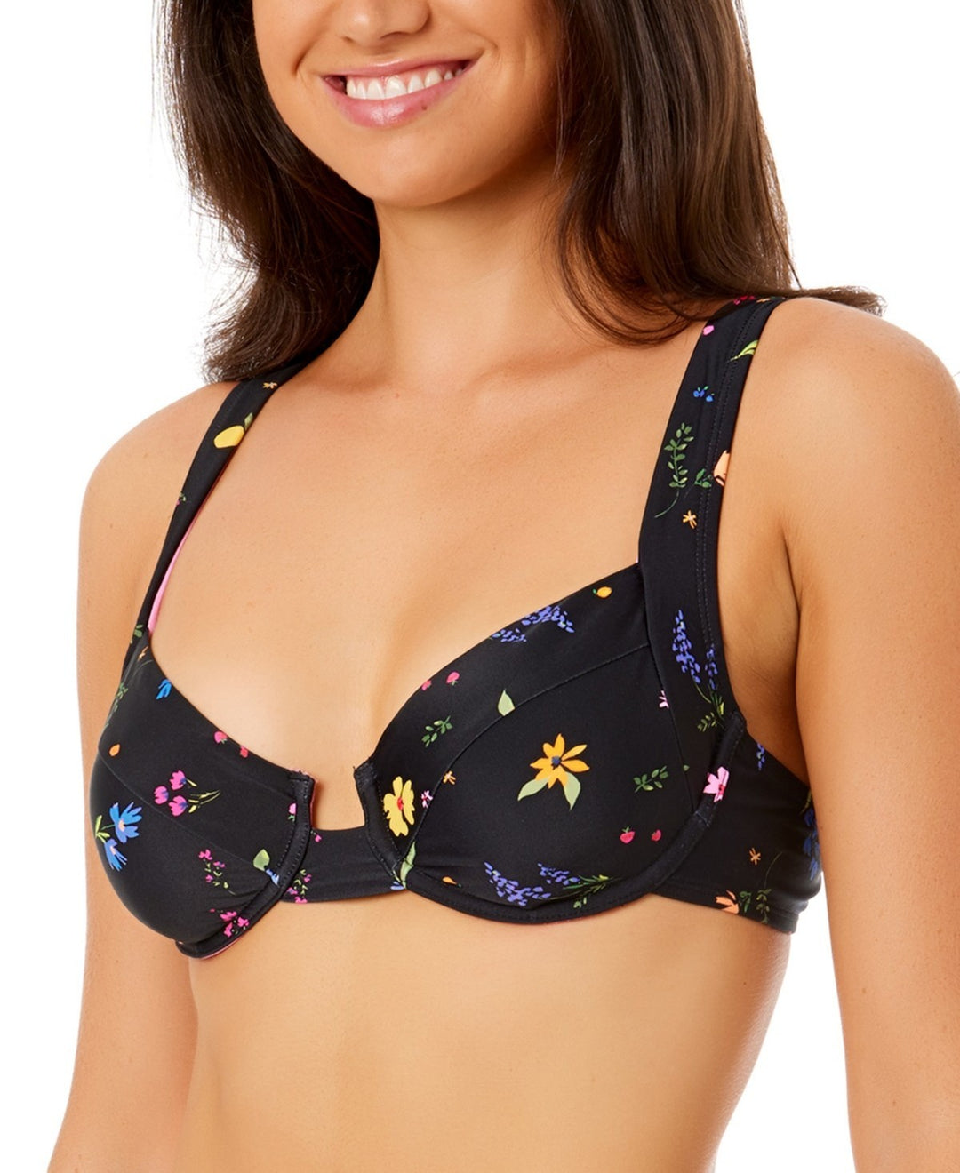 Salt + Cove Juniors' Floral-Print Scoop-Neck Bralette Bikini Top MSRP $24