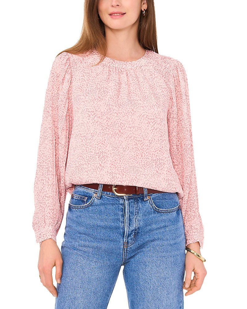 VINCE CAMUTO Smocked Trim Puff Sleeve Top MSRP $89