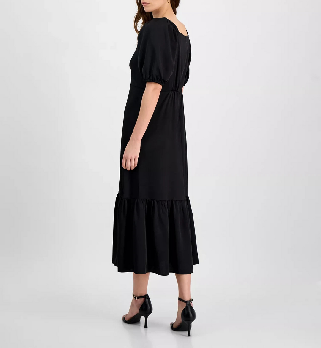 Anne Klein Women's Rhinestone Puff-Sleeve Midi Dress MSRP $139.00
