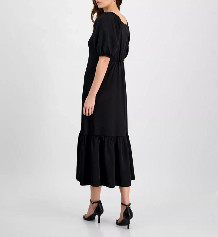 Anne Klein Women's Rhinestone Puff-Sleeve Midi Dress MSRP $139.00