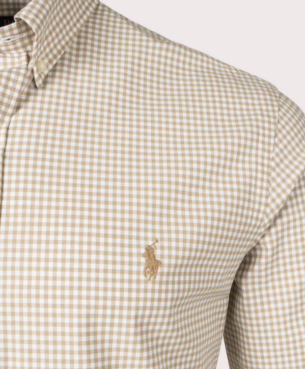 POLO Ralph Lauren Stretch Poplin Gingham Check Slim Fit Button Down Shirt $125
