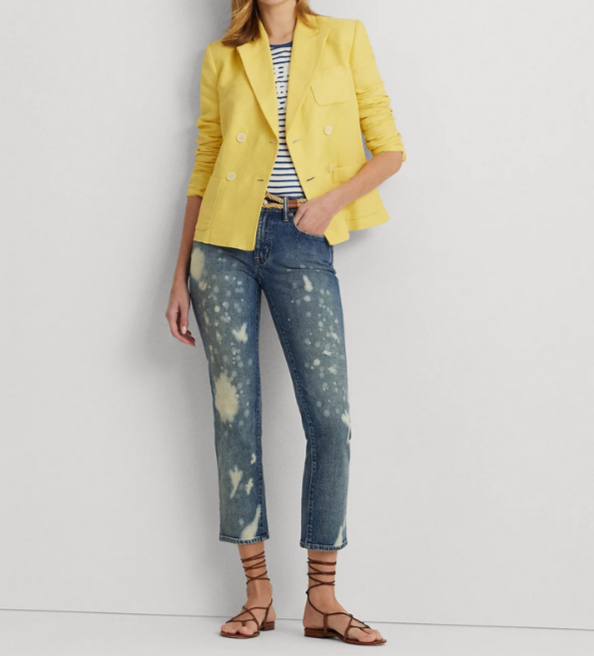 Lauren Ralph Lauren Bleach-Splattered Ankle Jeans MSRP $175