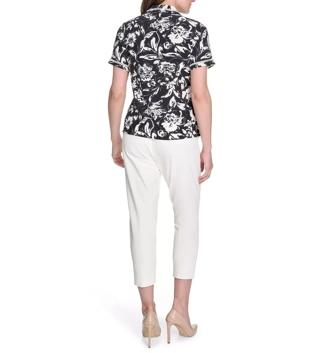 Tommy Hilfiger Women's Floral-Print Short-Sleeve Polo Shirt MSRP $79
