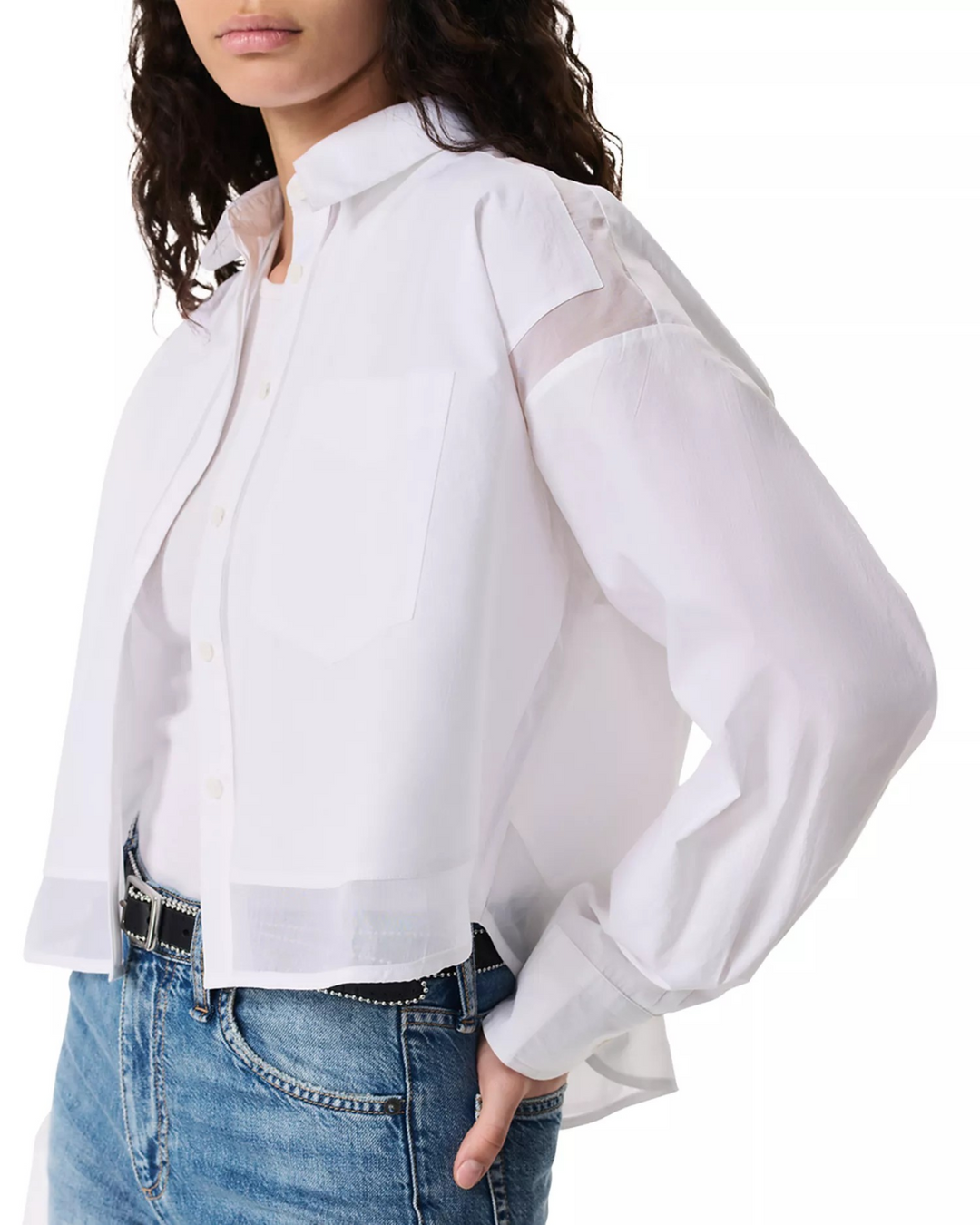 rag & bone Beatrice Cropped Combo Shirt MSRP $248