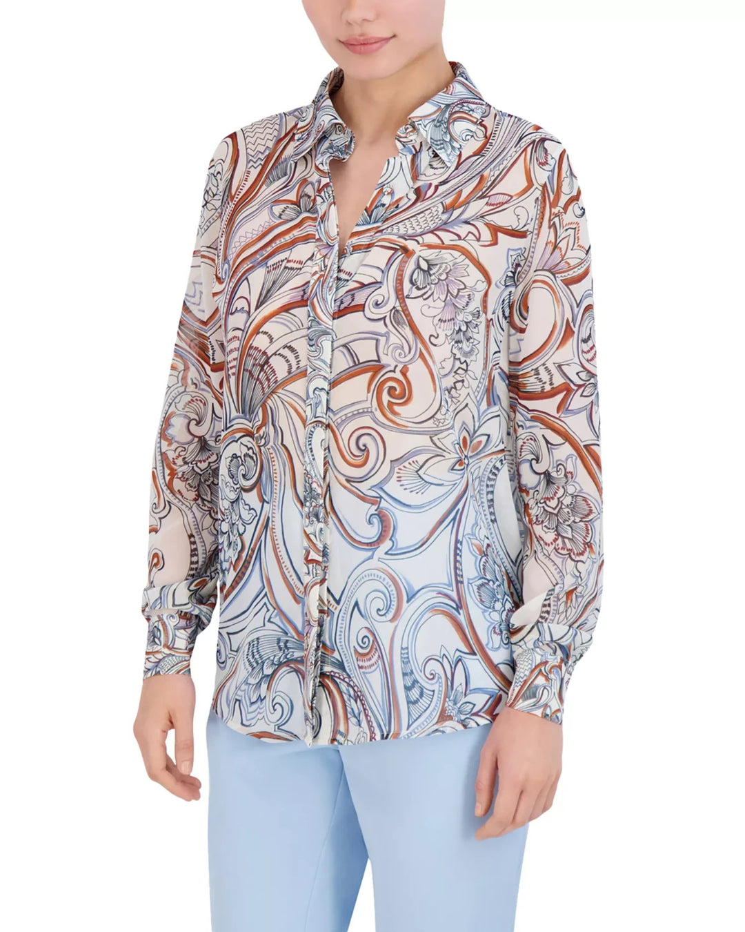 BCBGMAXAZRIA Printed Button Down Shirt MSRP $198