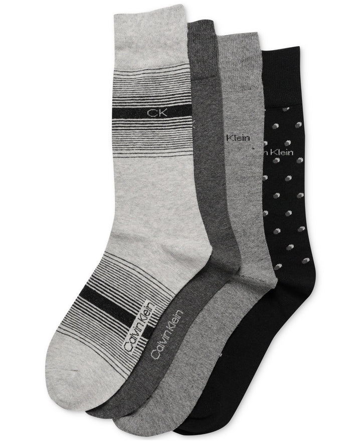Calvin Klein Crew Length Dress Socks, Assorted Patterns, Pack of 4 MSRP $29