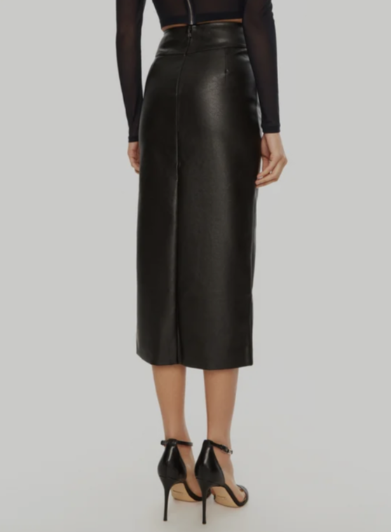 Bardot Dante Faux Leather Midi Skirt MSRP $99