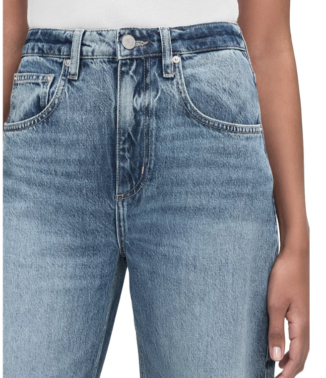 FRAME Long Barrel Raw Cuff High Rise Jeans MSRP $268